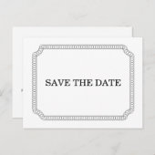 Ebony Eingezeichnetes Ticket Save the Date Postkar Ankündigungspostkarte (Vorne/Hinten)