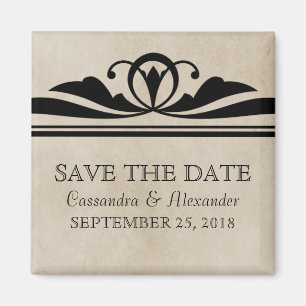 Ebony Elegant Deco Save-the-Date-Magnet Magnet