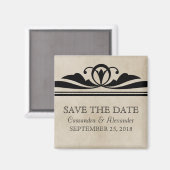 Ebony Elegant Deko Save the Date Magnet (Vorderseite/Rückseite)