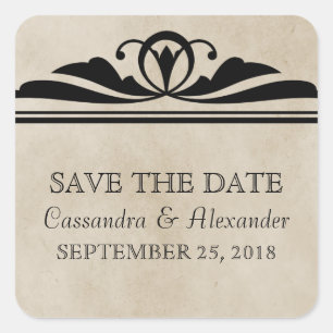 Ebony Elegant Deko Save the Date Stickers