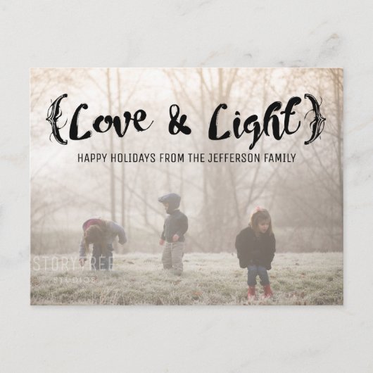 Ebony Elegante Liebe & Foto Feiertagspostkarte (Vorderseite)