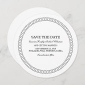 Ebony Encirclated Round Save the Date einladen Einladung (Vorne/Hinten)