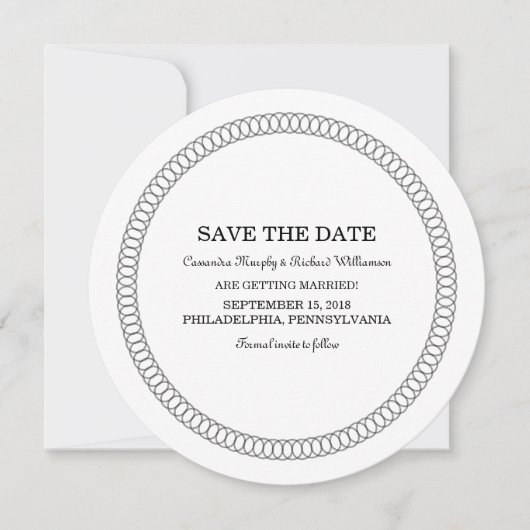 Ebony Encirclated Round Save the Date einladen Einladung (Vorderseite)