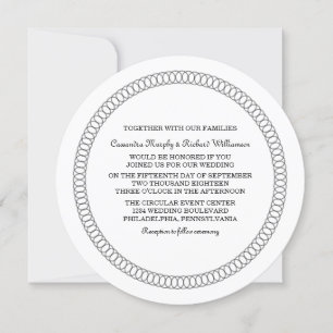 Ebony Encirclated Round Wedding Einladung