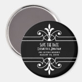 Ebony Extravagant Ornamental Save the Date Magnet (Vorderseite/Rückseite)