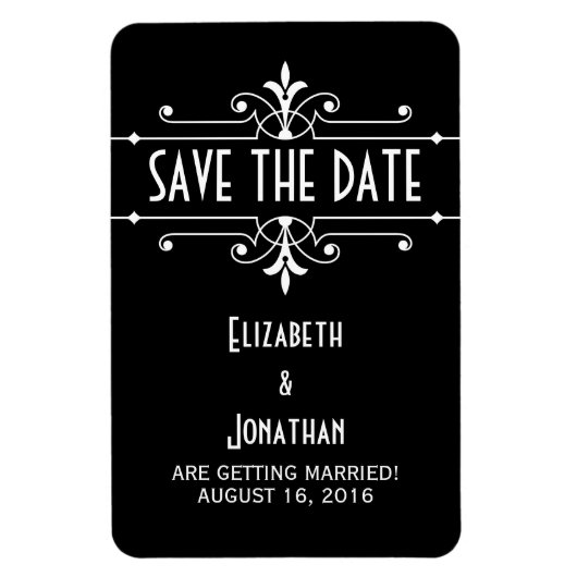 Ebony Extravagant Ornamental Save the Date Magnet (Vertikal)