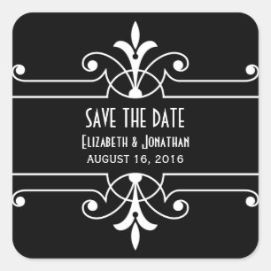 Ebony Extravagant Ornamental Save the Date Sticker