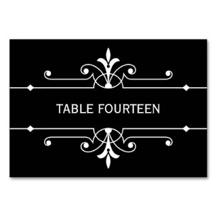 Ebony Extravagant Ornamental Wedding Table Card Tischnummer