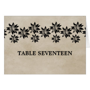 Ebony Floral Vintag Tischnummer Card