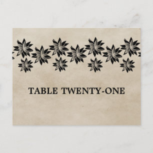 Ebony Floral Vintage Tischnummer Postkarte