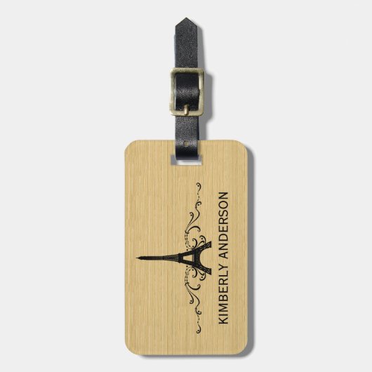 Ebony French Blühe Gepäckmarke Gepäckanhänger (Vorderseite vertikal)