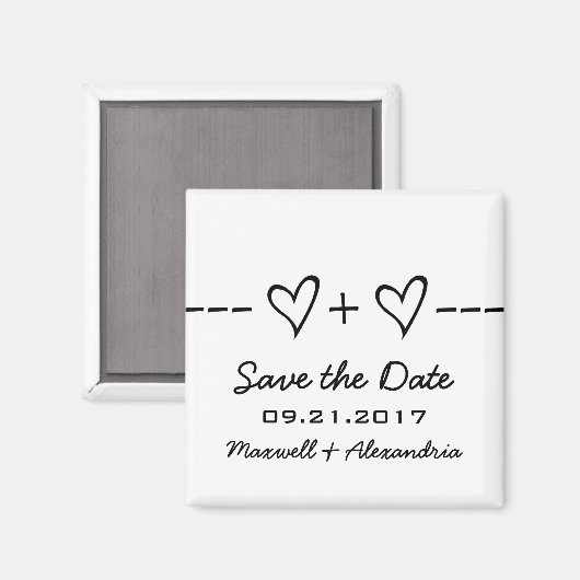 Ebony Heart Equation Save the Date Magnet (Vorderseite/Rückseite)