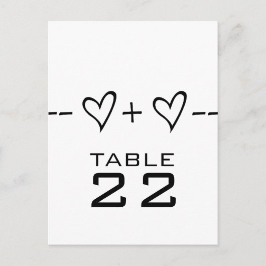 Ebony Heart Equation Tischnummer Postkarte (Vorderseite)