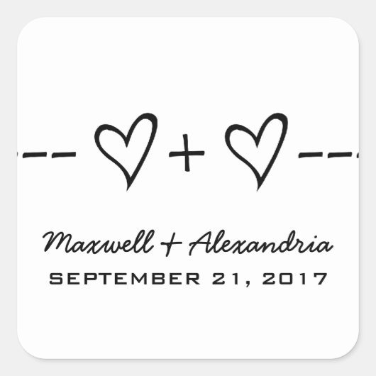 Ebony Heart Equation Wedding Stickers (Vorderseite)