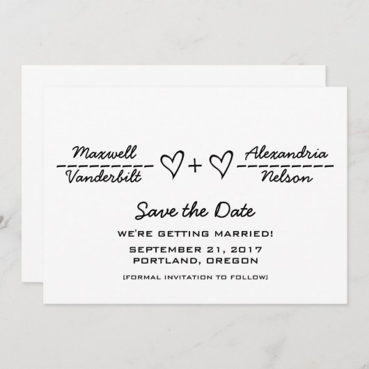 Ebony Heart Equity Save the Date einladen Einladung (Vorne/Hinten)