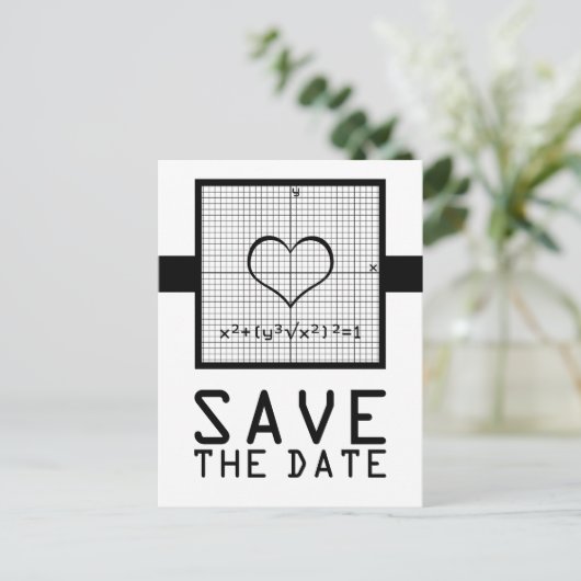 Ebony Heart Mah Graph Save the Date Postkarte (Stehend Vorderseite)