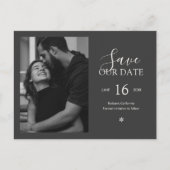 Ebony & Ivory | Chic Minimal Save the Date Foto Postkarte (Vorderseite)