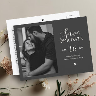 Ebony & Ivory   Chic Minimal Save the Date Foto Postkarte