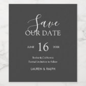 Ebony & Ivory | Chic Minimal Save the Date Wedding Weinetikett (Einzelnes Label)