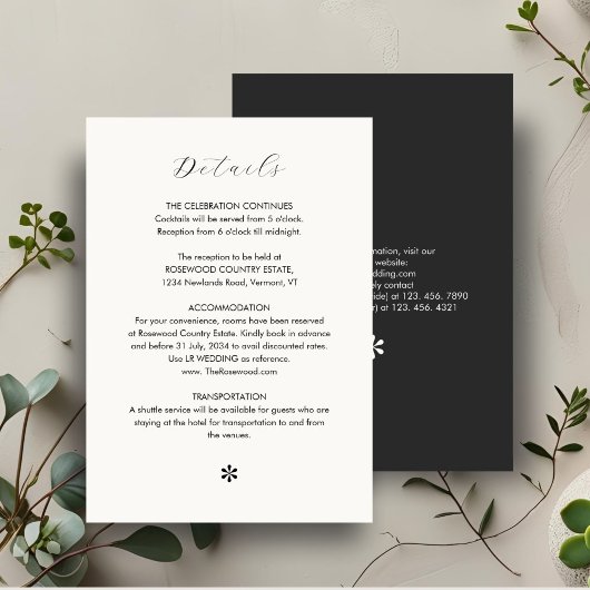 Ebony & Ivory | Chic QR Code Hochzeitdetails RSVP Karte