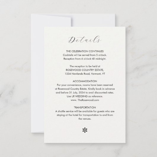 Ebony & Ivory | Chic QR Code Hochzeitdetails RSVP Karte (Vorderseite)