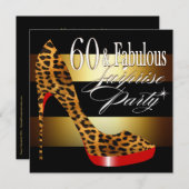 Ebony Leopard Stiletto Stripes 60 & Fabulous Einladung (Vorne/Hinten)