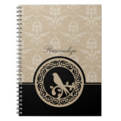 Ebony Lovebird Damask Notebook Notizblock (Vorderseite)