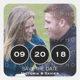 Ebony Modern Circles Foto Save the Date Stickers