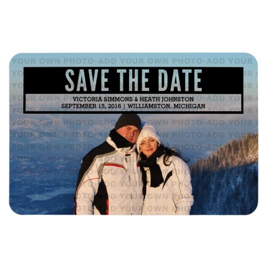 Ebony Modern Cut Out Save the Date Magnet (Horizontal)