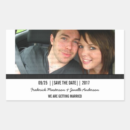Ebony Modern Foto Save the Date Stickers (Vorderseite)