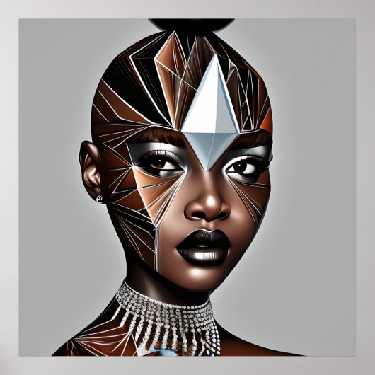 Ebony Queen Auburn Brown Hair Black Melanin Afro Poster (Vorne)