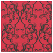 Ebony Red Parisian Damask Muster Fabric Stoff (Nahaufnahme)
