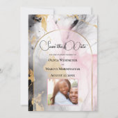 Ebony Rose und Gold Abstrakter Marmor Einladung (Vorderseite)