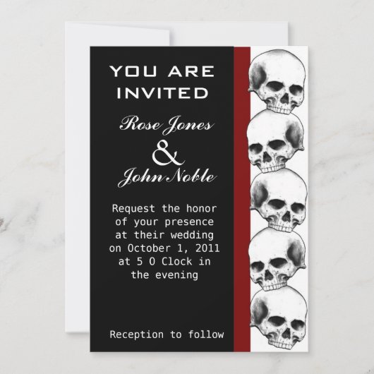 Ebony (rot) Hochzeit Einladung (Vorderseite)