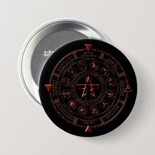 Ebony Ruby Celtic Zodiac Button (Vorne & Hinten)