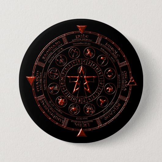 Ebony Ruby Celtic Zodiac Button (Vorderseite)