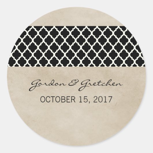 Ebony Rustic Quatrefoil Wedding Stickers (Vorderseite)