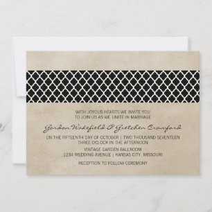 Ebony Rustic Quatrefoil Wedite Einladung