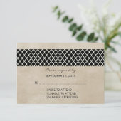 Ebony Rustic Quatrefolie Response Card RSVP Karte (Stehend Vorderseite)