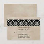 Ebony Rustic Quatrefolie Response Card RSVP Karte (Vorne/Hinten)