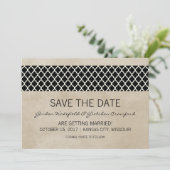 Ebony Rustic Quatrefolie Save the Date einladen Einladung (Stehend Vorderseite)