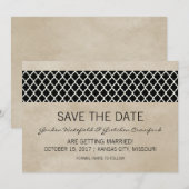 Ebony Rustic Quatrefolie Save the Date einladen Einladung (Vorne/Hinten)