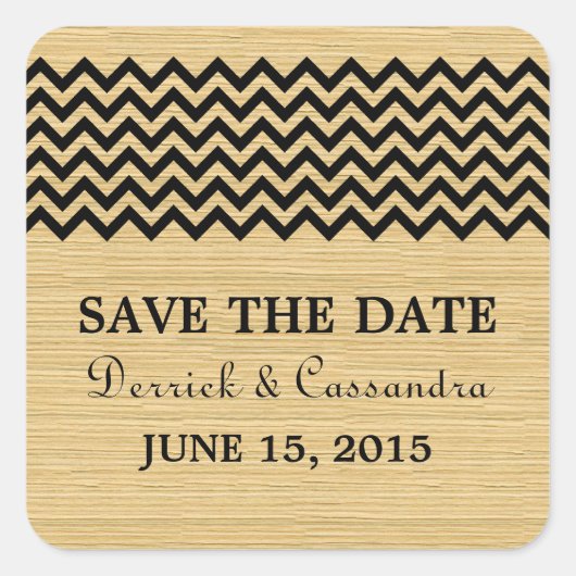 Ebony Rustic Zickzack Save the Date Stickers (Vorderseite)