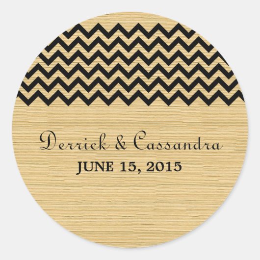 Ebony Rustic Zickzack Wedding Stickers (Vorderseite)