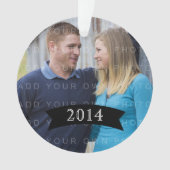 Ebony Simple Banner Foto Ornament (Vorderseite)