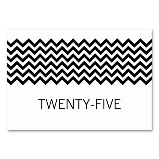 Ebony Simple Zickzack Table Card Tischnummer (Vorderseite)