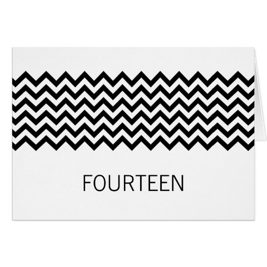 Ebony Simple Zickzack Tischnummer Card (Vorderseite (Horizontal))