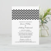 Ebony Simple Zickzack Wedding Einladung (Stehend Vorderseite)