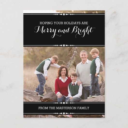 Ebony Simply Chic Holiday Foto Postkarte (Vorderseite)