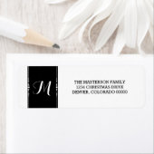 Ebony Simply Chic Monogram Holiday Address Labels (Insitu)